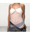 Body donna trasparente bretelle sottili tessuto seno coprente