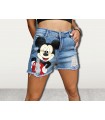 Shorts pantaloncino donna  jeans mickey mouse custom personalizzazione dipinto a mano