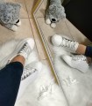 Sneaker scarpe donna sportive bianche e argento morbide comode